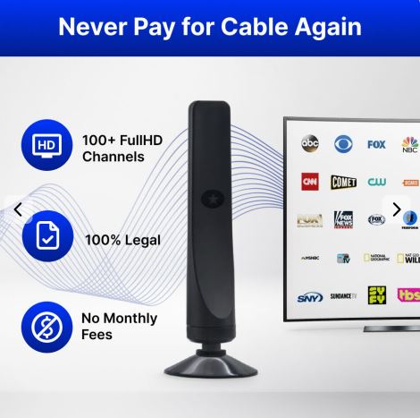 WaveMax Antenna – 100+ Free HD Channels | No Monthly Fees | Easy Setup